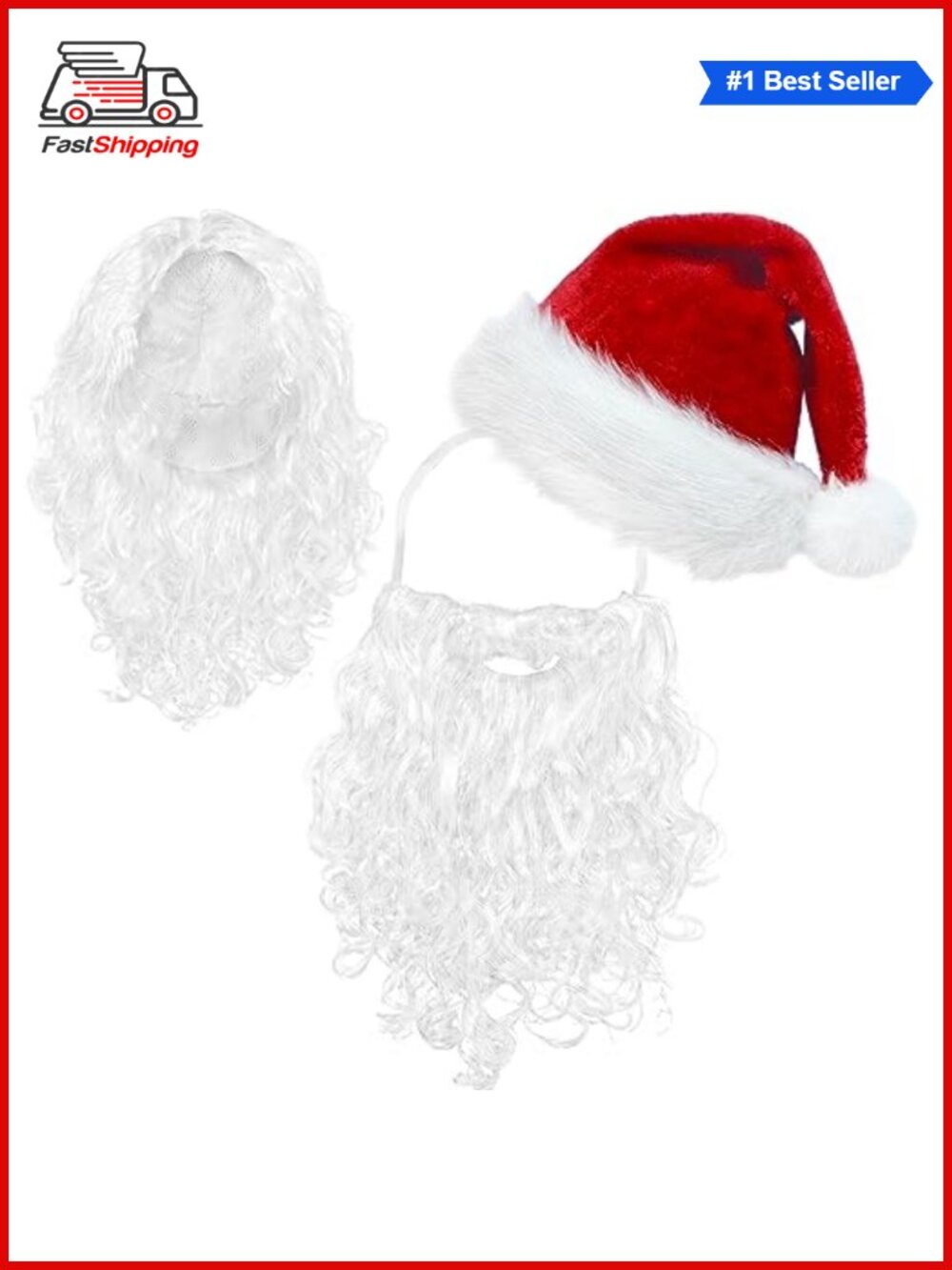 🎅 Santa Hat Beard & Wig Set Adult Christmas Costume Accessories